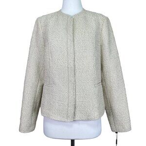 Calvin Klein Ivory Tweed Blazer Size 14P NEW New With Tag